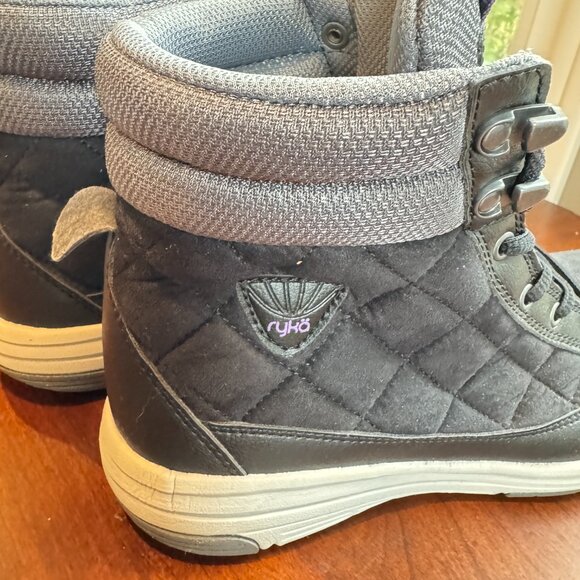 Ryka Aurora Black Quilted Lace Up Boots - Picture 4 of 8